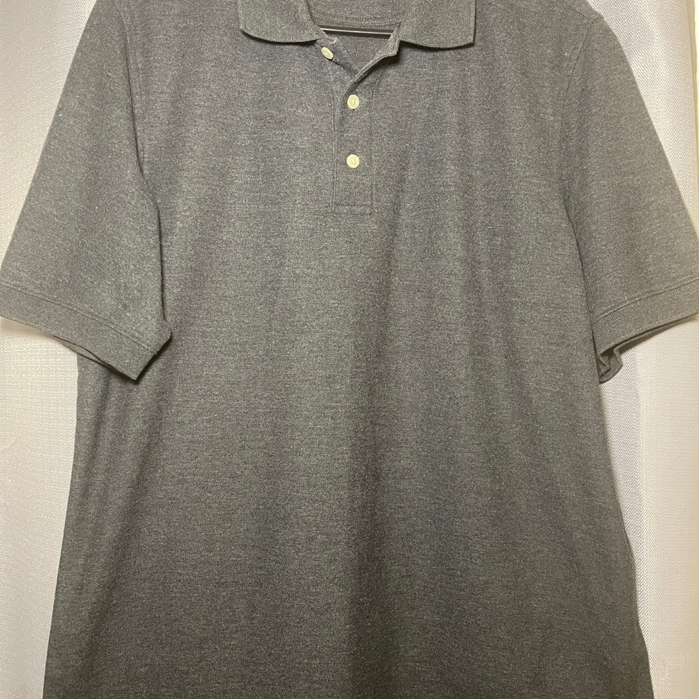 LANDS' END Polo Shirt Men's Large Gray Classiccore Normcore Preppy Retro Dadcore